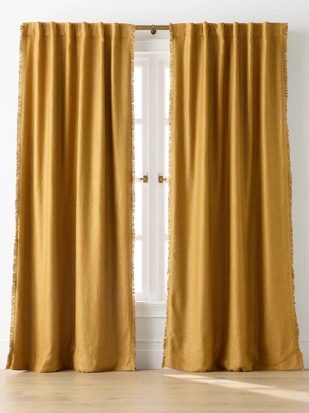 Anthropologie Luxe Linen Blend Woven Blackout Curtain golden ochre